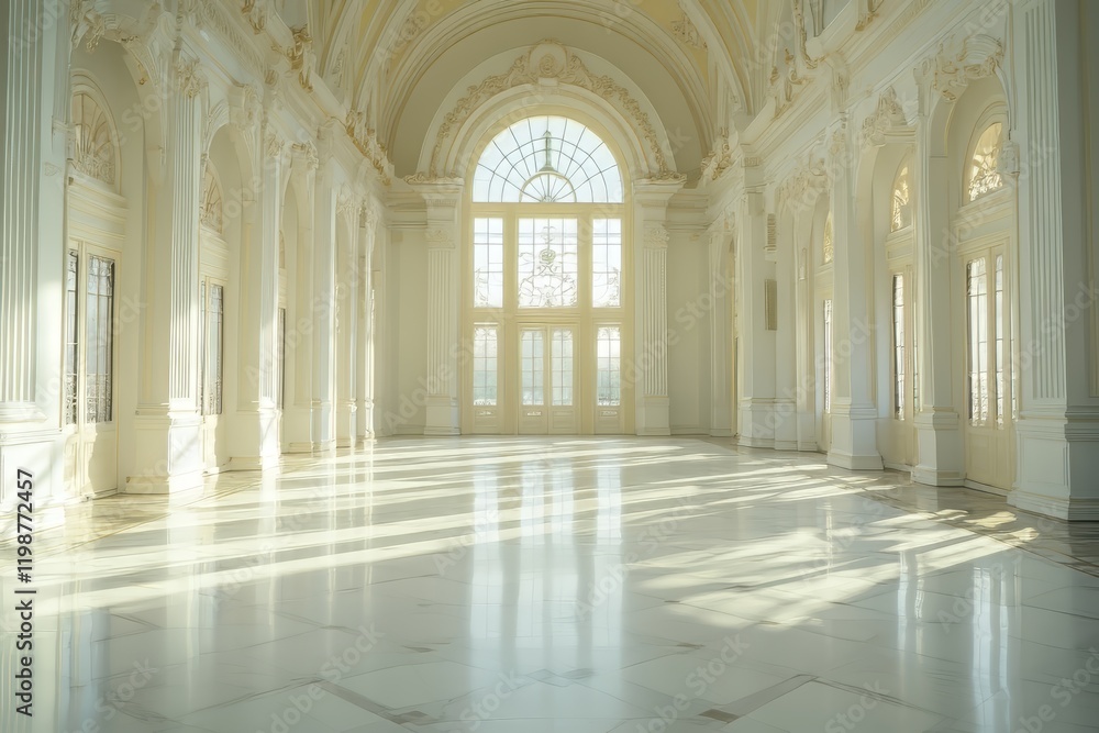 Sunlit Grand Hallway in Elegant Palace Sunlit Grand Hallway in Elegant Palace