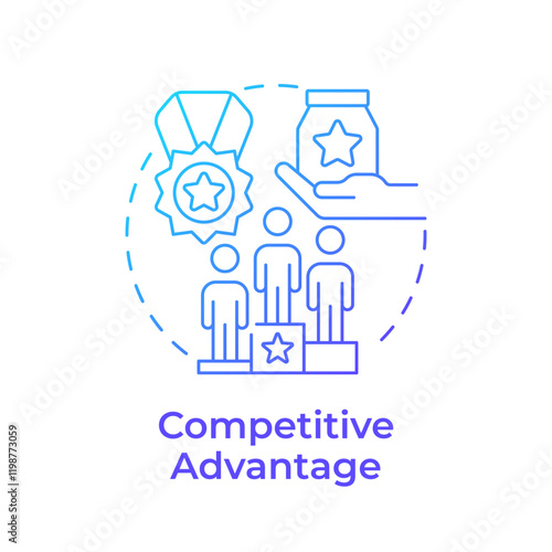 Competitive advantage blue gradient concept icon. Produce better goods and services. Business marketing strategy. Round shape line illustration. Abstract idea. Graphic design. Easy to use in article