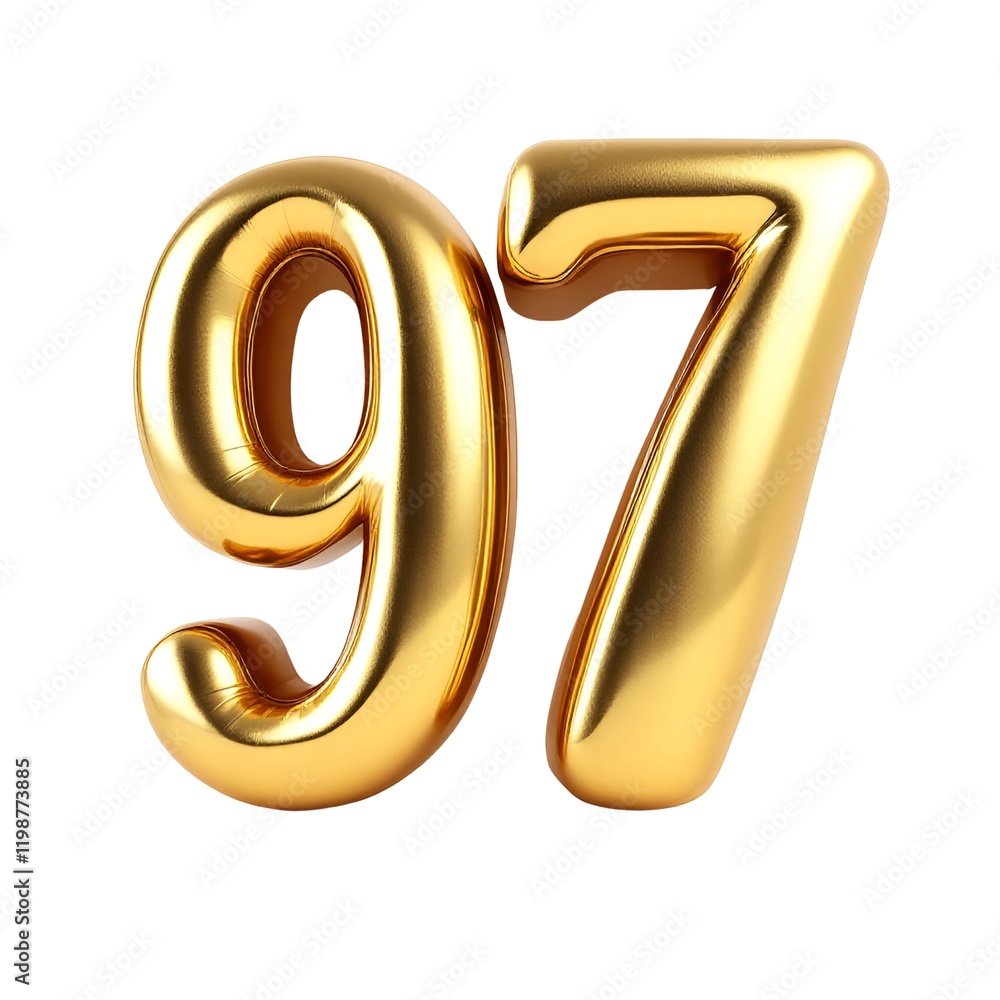Elegant 3D Gold Number 97 Design Elegant 3D Gold Number 97 Design