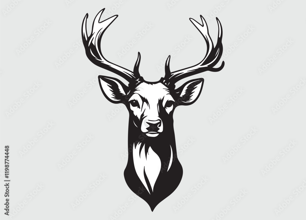 Deer Vector Illustration Set, Black and White Silhouettes. Collection of Different Deer Poses, Perfect for Logo, Design Deer Vector Illustration Set, Black and White Silhouettes. Collection of Different Deer Poses, Perfect for Logo, Design