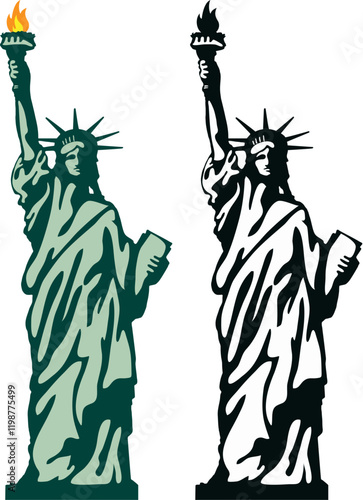 vector american symbol of new york statue of liberty isolated on white background