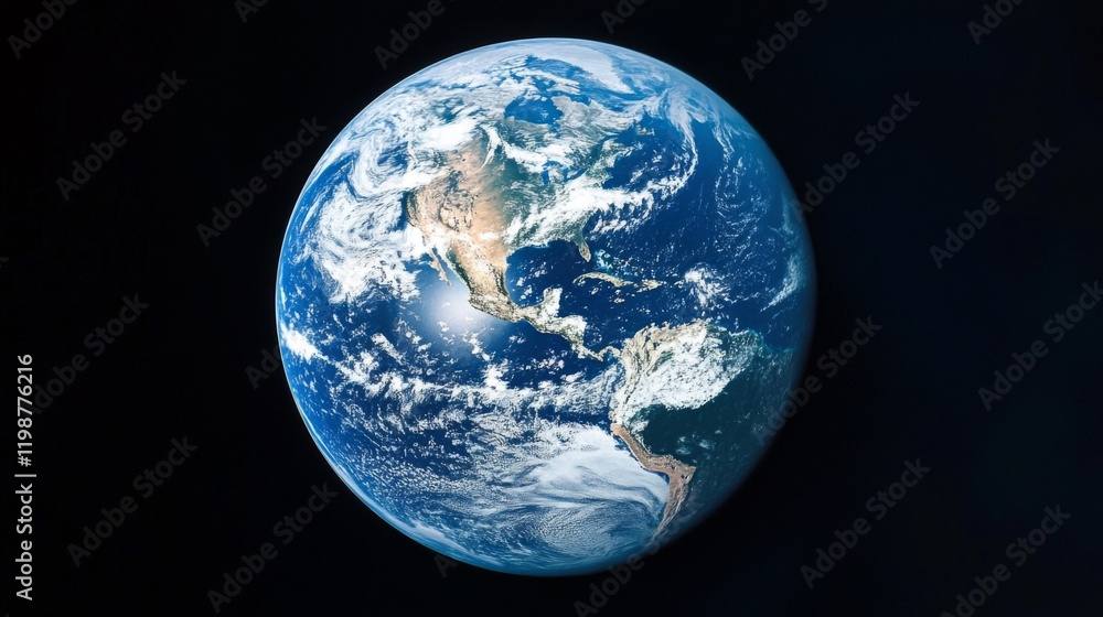 Pixelated Earth Globe Viewed From Space
