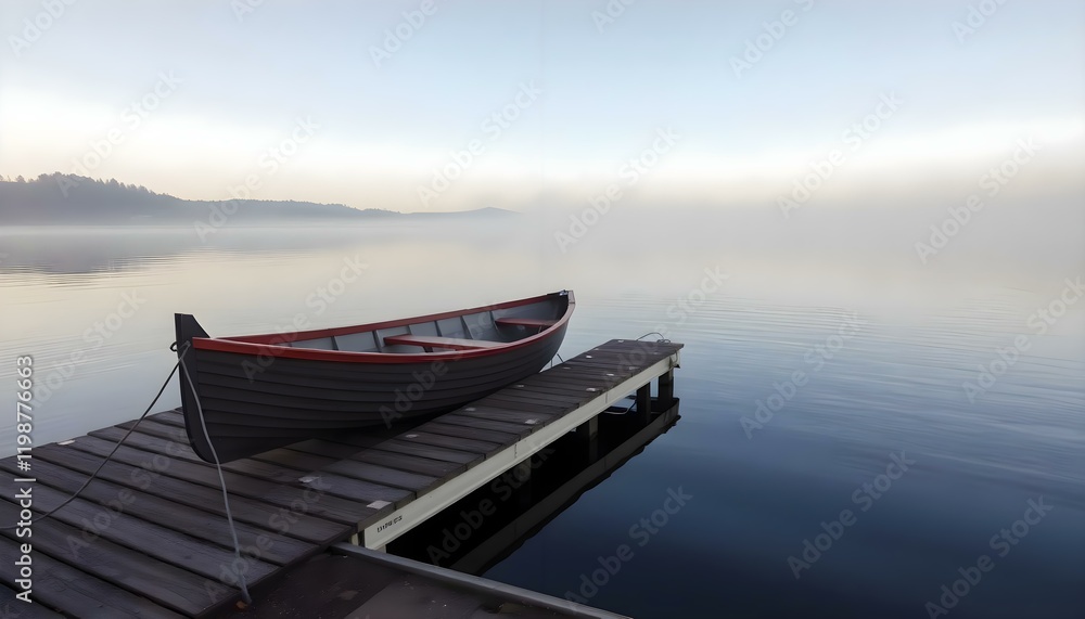 Obraz premium a boat sitting on top of a wooden dock