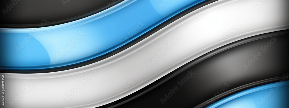 Abstract Wavy Design Black White and Blue Glossy Background Texture Abstract Wavy Design Black White and Blue Glossy Background Texture