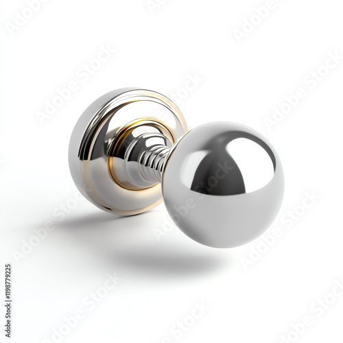 A close-up of a modern, shiny door handle, showcasing sleek design and polished metal finish. photo