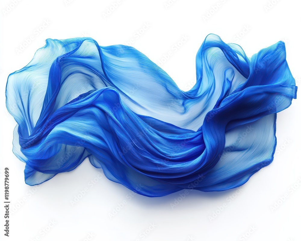 Abstract image of flowing blue silk fabric on white background. Abstract image of flowing blue silk fabric on white background.