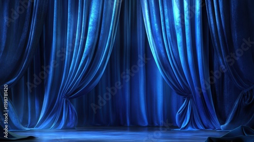 Blue Velvet Curtains Open Stage Background