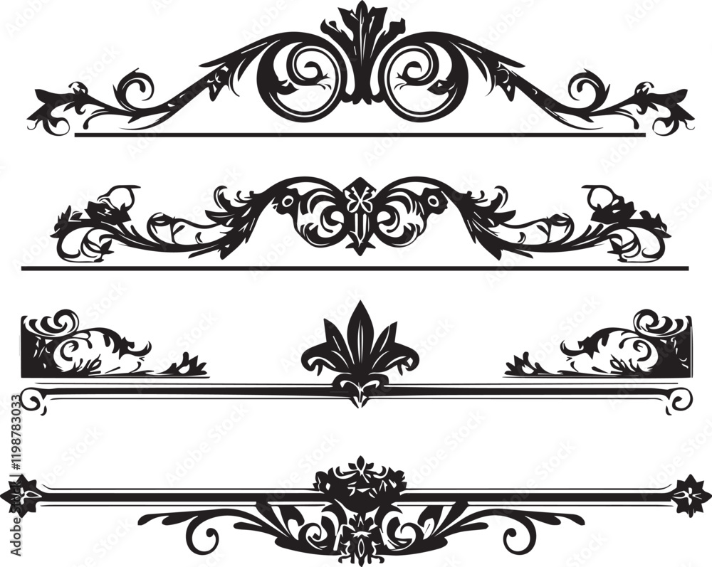 Naklejka premium A set of minimalistic pattern silhouettes for flat design. Hand drawn vector illustration