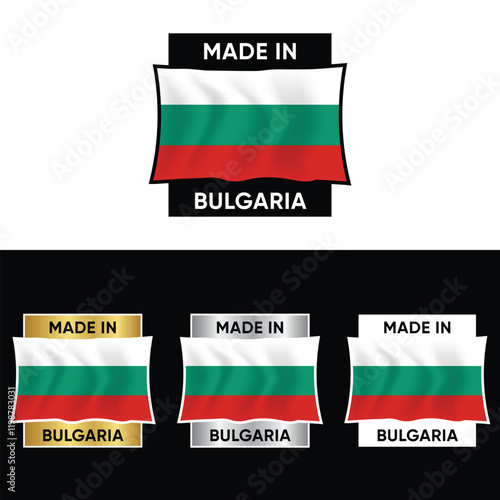 Made in Bulgaria Badge Tag Seal Flag Waving Flag Make in Bulgaria 