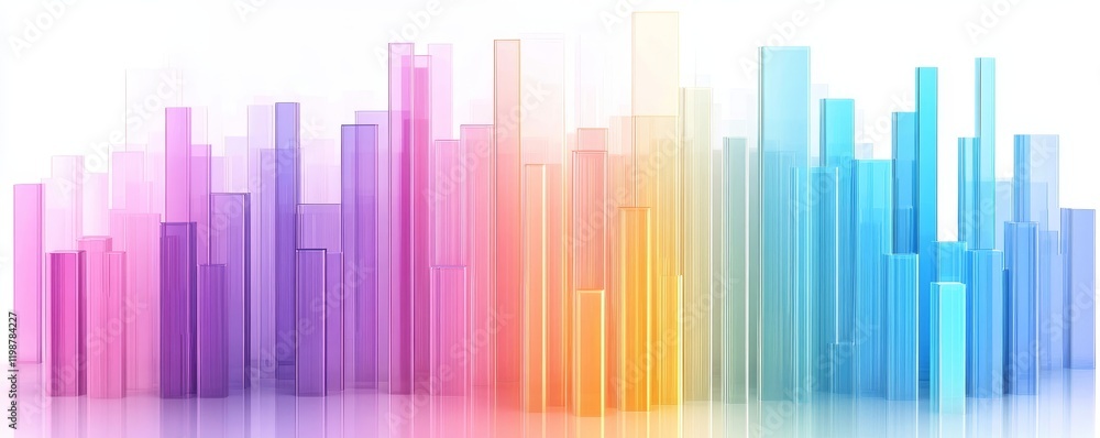 Transition effect in bar chart statistics and bright windows, Generative AI Transition effect in bar chart statistics and bright windows, Generative AI