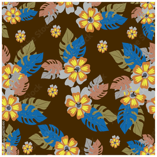 Sealess floral and leafs patterns