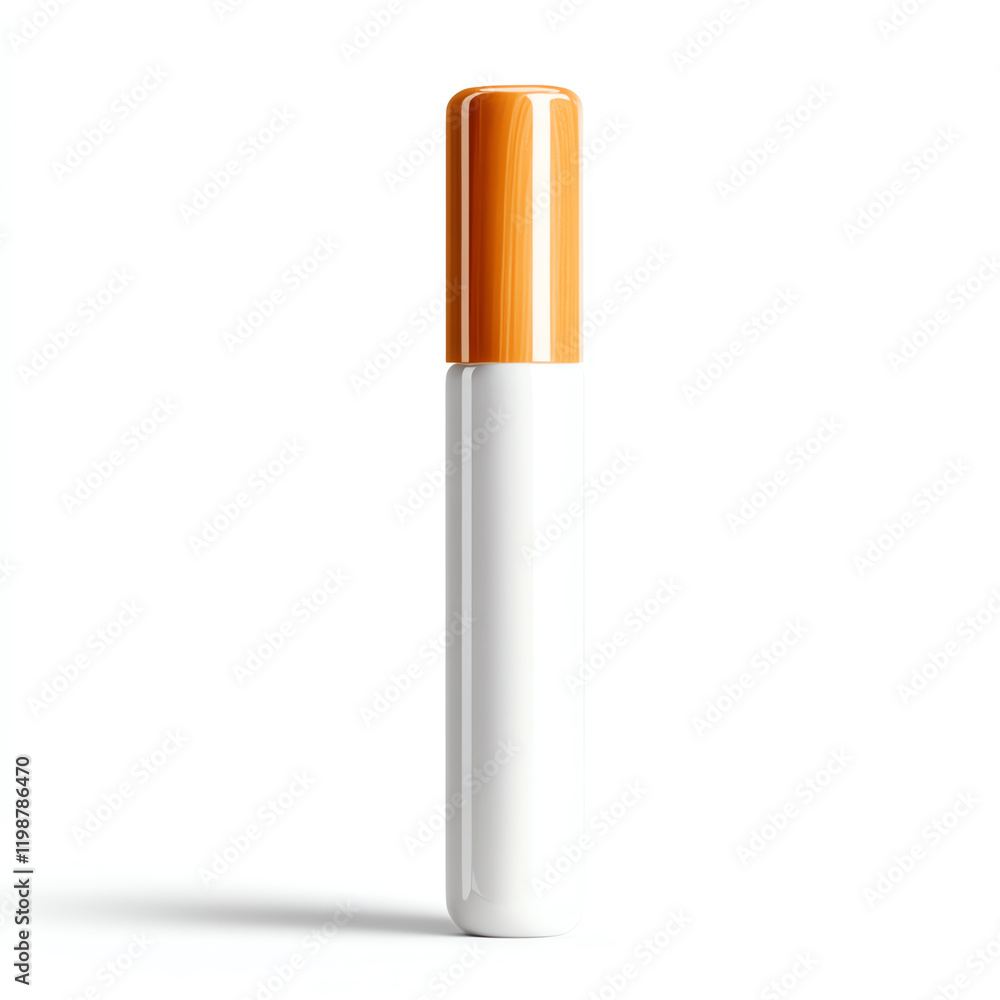 A minimalist white spray bottle with an orange cap, perfect for showcasing beauty or cleaning products in clean aesthetics. A minimalist white spray bottle with an orange cap, perfect for showcasing beauty or cleaning products in clean aesthetics.