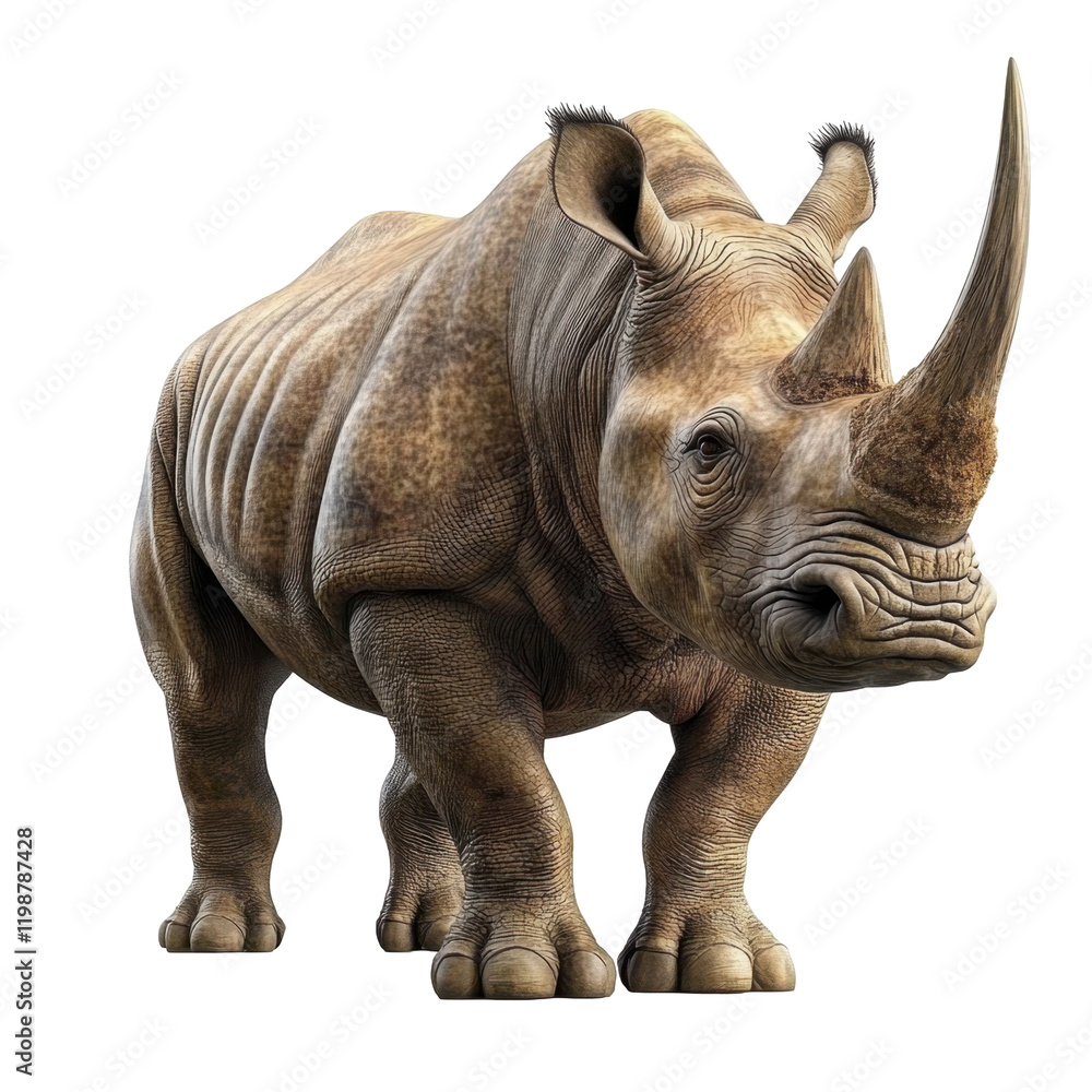 Obraz premium Majestic Rhinos: A Close-Up Look at the Incredible Strength and Beauty of These Gentle Giants