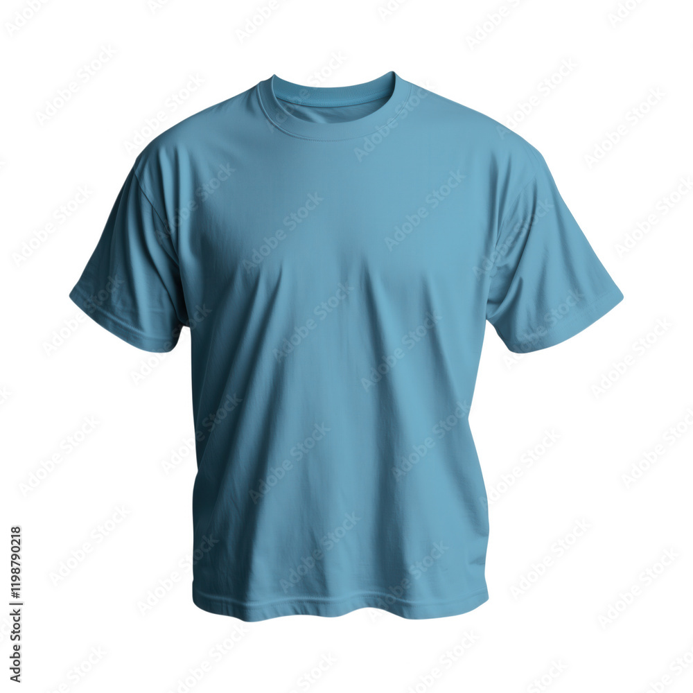 Plain Blue Cotton T-Shirt Isolated on White Background Plain Blue Cotton T-Shirt Isolated on White Background