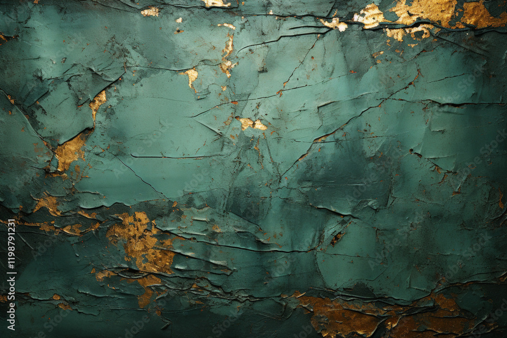 Obraz premium Background old wall emerald, green with cracks,. Generative AI