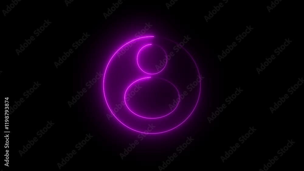 Neon line User icon 4k video animation on the black background. Neon User line icon inside circle, user information. Neon line User icon 4k video animation on the black background. Neon User line icon inside circle, user information.