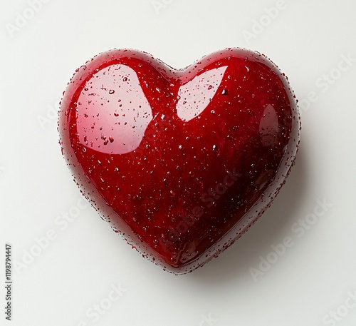 Red Heart Shaped Object with Water Droplets Romantic Love Valentine s Day photo