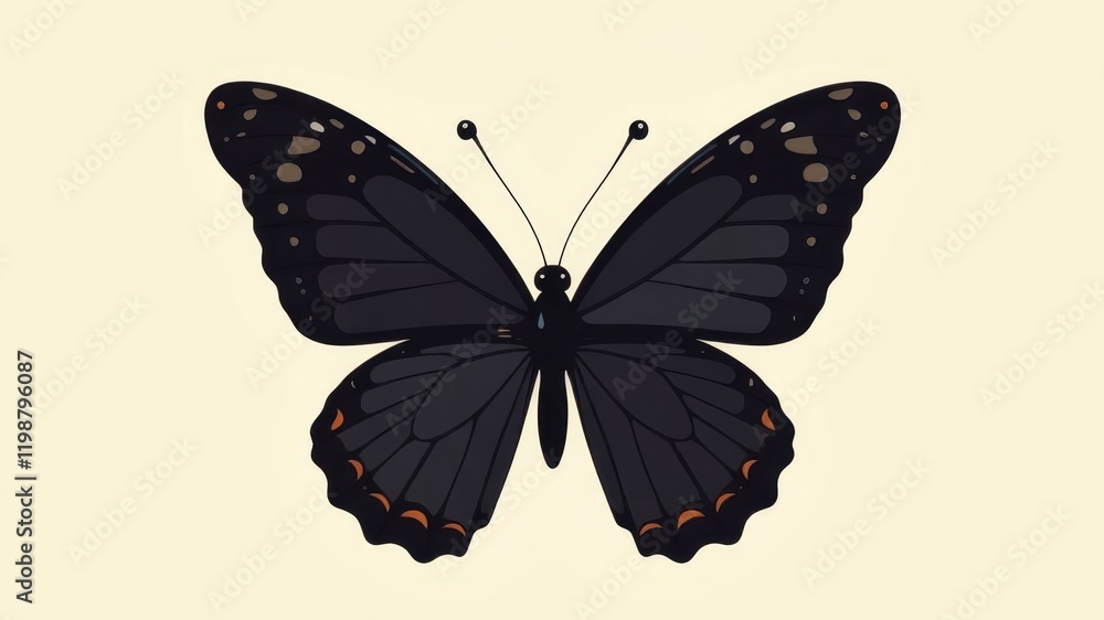 Fototapeta premium black and orange butterfly close up on white background.