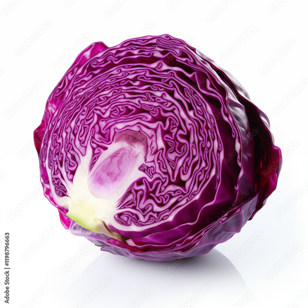 Fototapeta premium Halved Red Cabbage Purple Vegetable Closeup Studio Shot