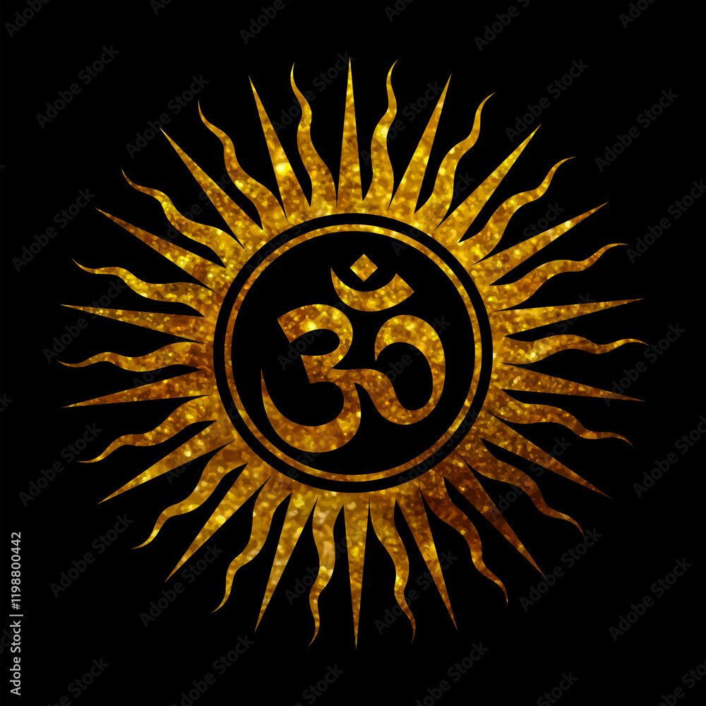 Fototapeta premium Golden OM Symbol, om, aum, spiritual, Hinduism, Indian, Hindu, Yoga, Religion, god, wall decor
