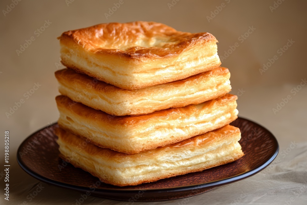Delight in the warmth of freshly baked pastry layers, perfectly golden and flaky, ideal for adding a touch of indulgence to any meal or snack. Delight in the warmth of freshly baked pastry layers, perfectly golden and flaky, ideal for adding a touch of indulgence to any meal or snack.