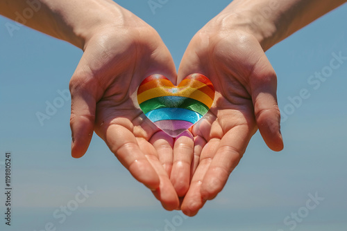 Wallpaper Mural Beautiful colorful decorative heart in strong human hands on bright color, abstract vivid composition consists of fictional unreal fantastic vision on background Torontodigital.ca