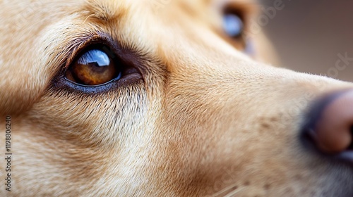 Closeup Focus on a Dogs Eye Capturing Expressive Details and Emotions : Generative AI