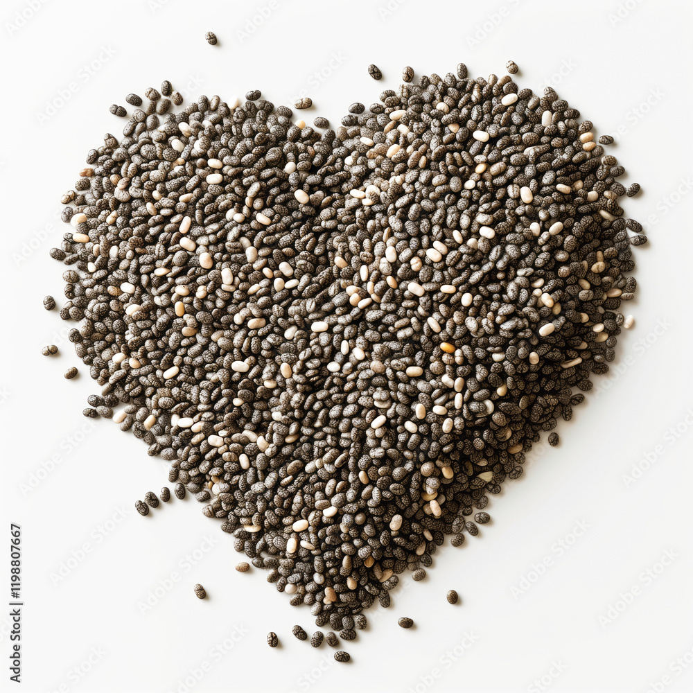 Chia seeds placed beautifully in heart shape