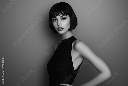  High Fashion Model Against a Solid Backdrop.