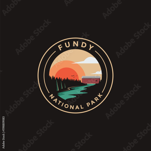 Fundy National Park vector logo theme on dark background