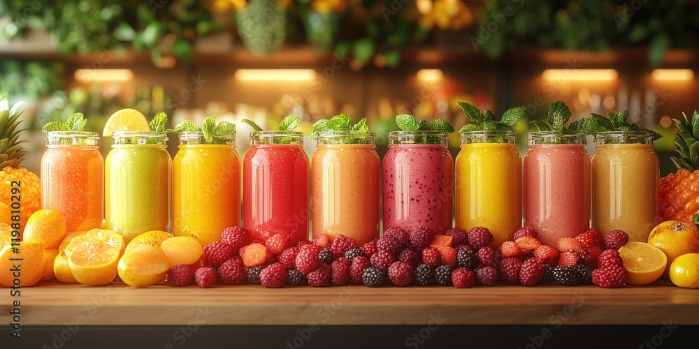 Vibrant Rainbow of Fruit Smoothies Vibrant Rainbow of Fruit Smoothies