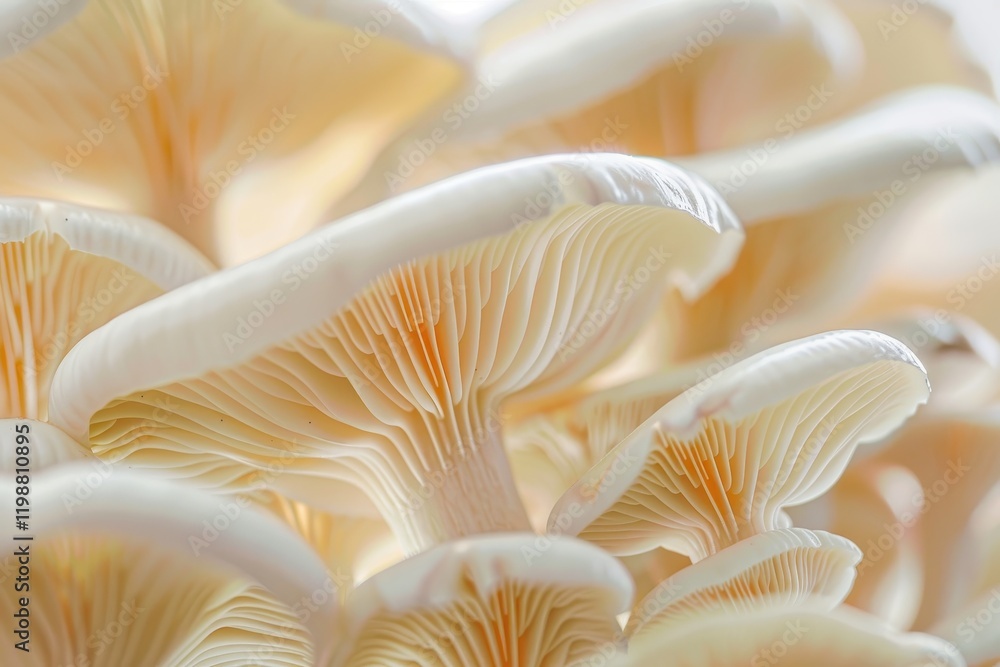 Vibrant close-up of blooming mushrooms in macro shot Vibrant close-up of blooming mushrooms in macro shot