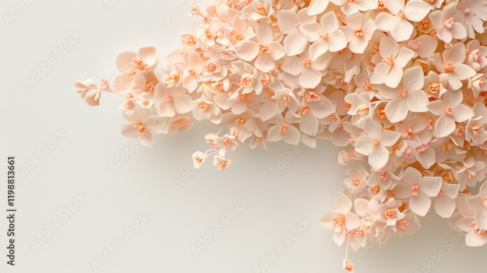 Obraz premium Delicate Composition of Soft Pink Floral Arrangements on Light Background Ideal for Elegant Designs and Aesthetically Pleasing Projects in Nature and Beauty Contexts