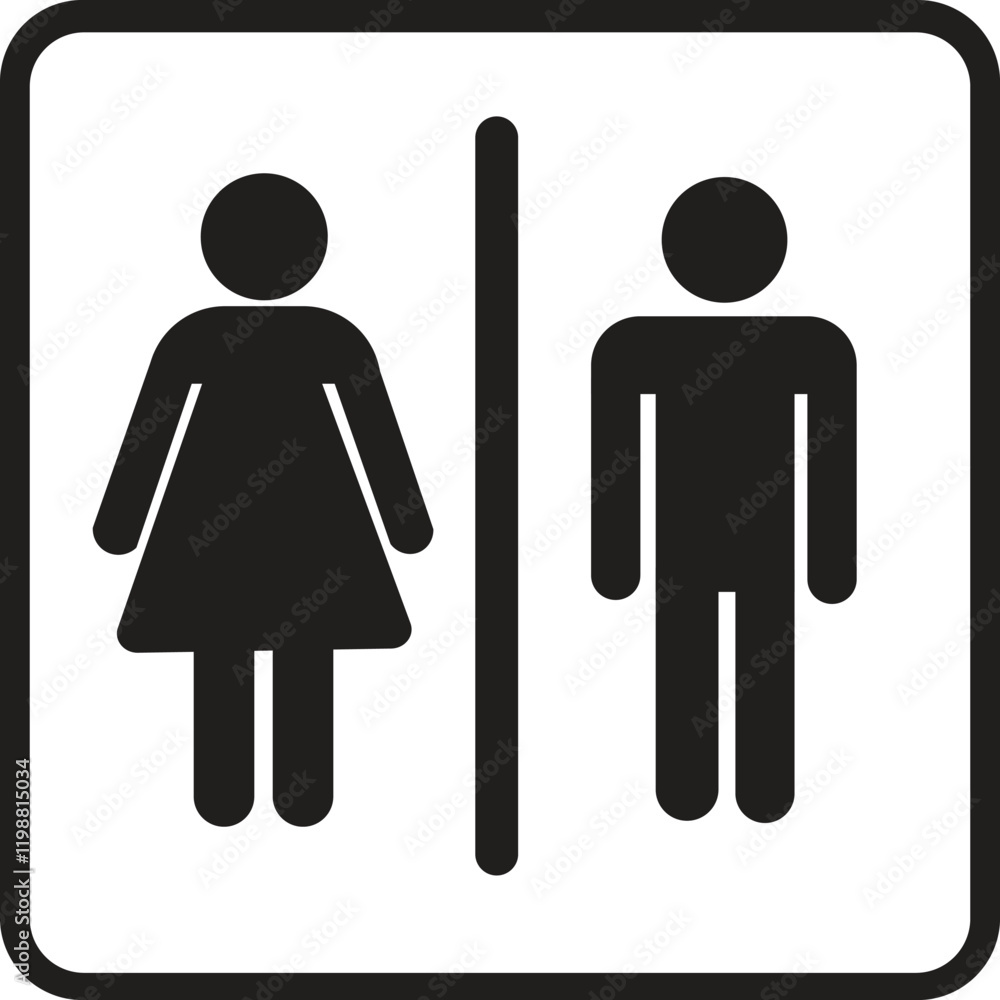 Bathroom Glyph Icon people icons in black and white – man and woman. Bathroom Glyph Icon people icons in black and white – man and woman.