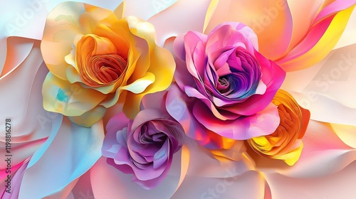 Vibrant Paper Rose Bouquet: A Colorful Floral Masterpiece