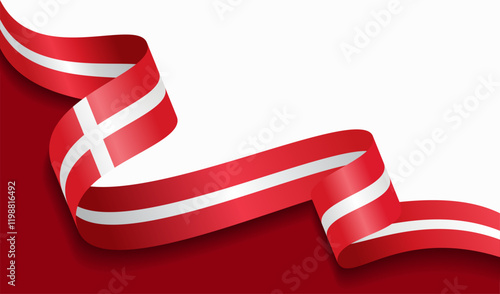 Danish flag wavy abstract background. Vector illustration.