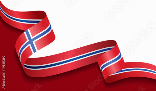 Norwegian flag wavy abstract background. Vector illustration.