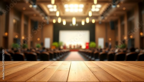 Wallpaper Mural A deserted wooden table in a graduation ceremony hall, reflecting the significance of college achievements and celebrations Torontodigital.ca