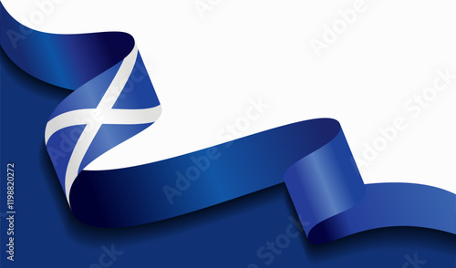 Scottish flag wavy abstract background. Vector illustration.