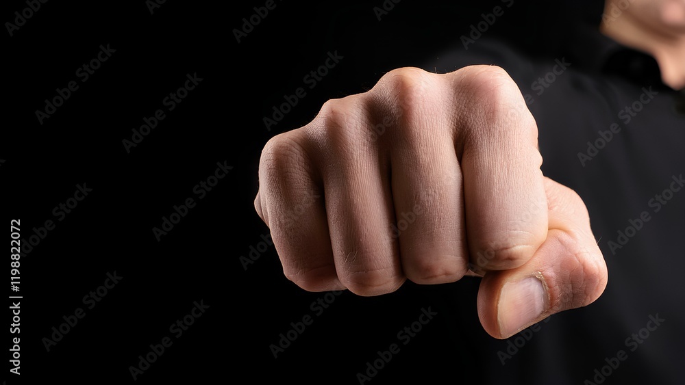 A hand extended forward with fingers clenched into a fist, symbolizing anger and fury. Against a softly lit black background, the backlight emphasizes the tension and intensity of the gesture. A hand extended forward with fingers clenched into a fist, symbolizing anger and fury. Against a softly lit black background, the backlight emphasizes the tension and intensity of the gesture.