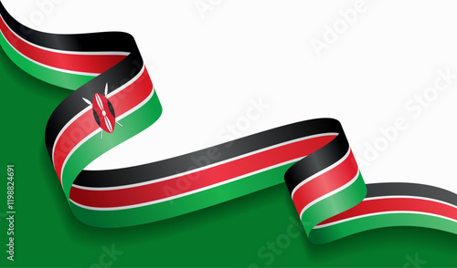 Kenyan flag wavy abstract background. Vector illustration.