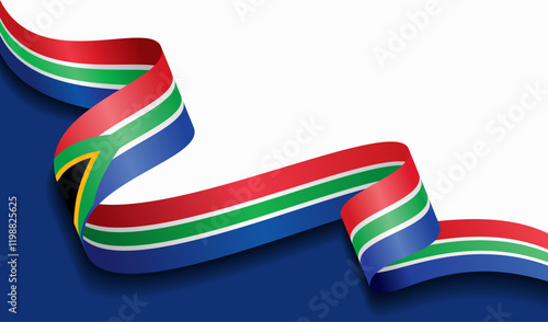 South African flag wavy abstract background. Vector illustration.