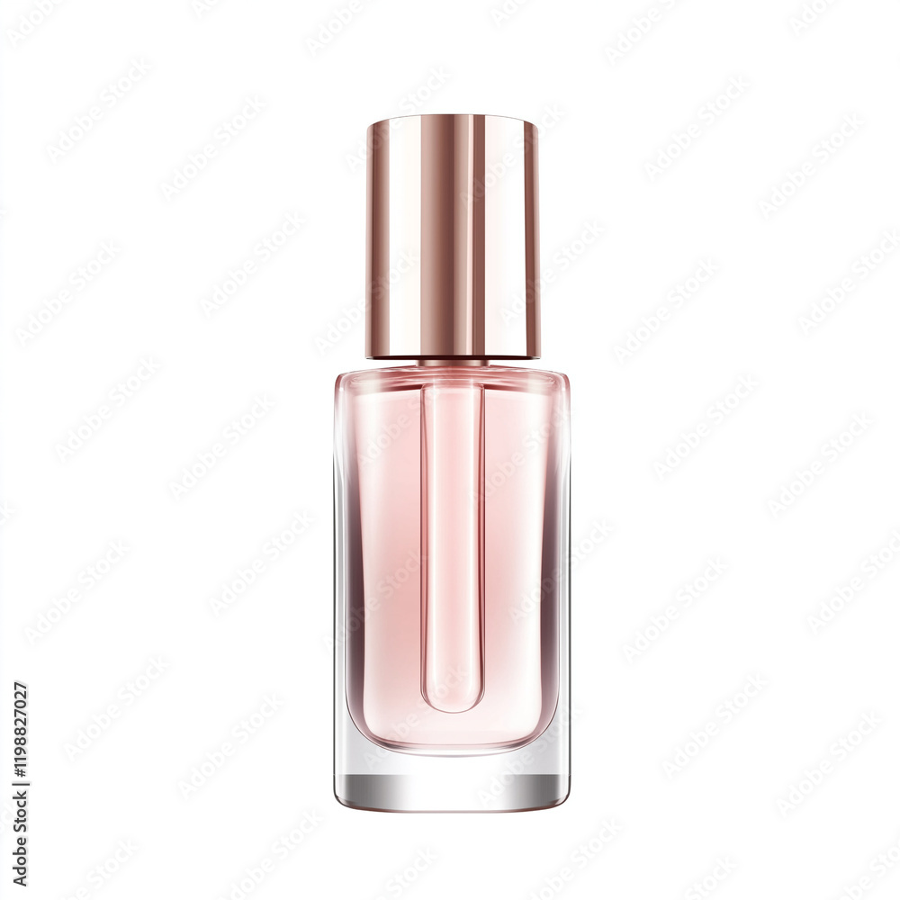 A bottle of perfume with a pink cap A bottle of perfume with a pink cap