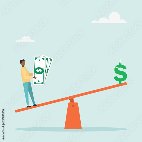 Leverage concept. Investors borrow money from others to use the swing to make big dollar signs. The concept of potential profitability.	