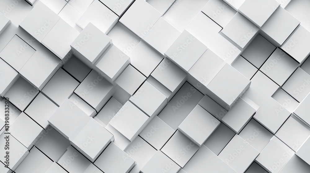 Obraz premium Modern abstract white geometric shapes create a dynamic visual texture in three-dimensional form