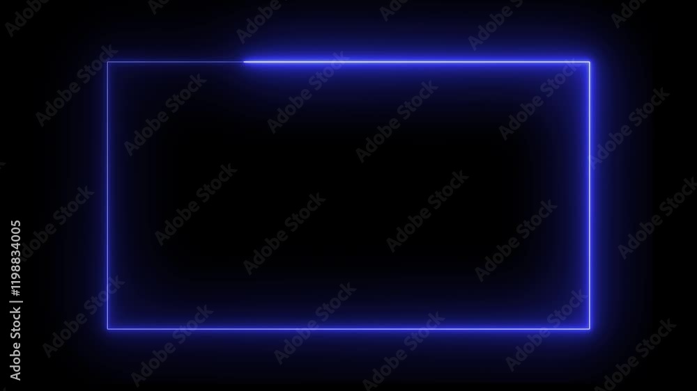 glowing neon blue color rectangle picture frame icon animation photo cover shape retro ring round rotation circle animated on black background glowing neon blue color rectangle picture frame icon animation photo cover shape retro ring round rotation circle animated on black background