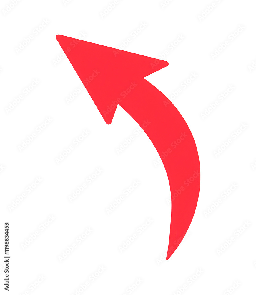 Curved red arrow pointing up-left Curved red arrow pointing up-left