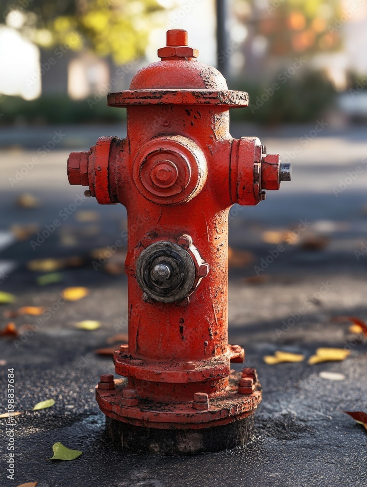 Red Fire Hydrant on Roadside Red Fire Hydrant on Roadside