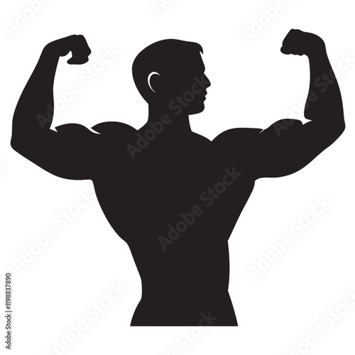 Muscular bodybuilder vector silhouette illustration isolated on white background