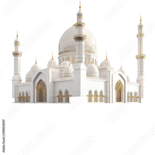 Wallpaper Mural Magnificent White Mosque with a Grand Dome Surrounded by Intricate Architecture and Design Torontodigital.ca